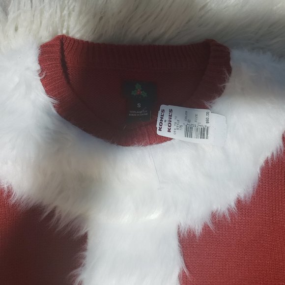 NWT Santa Christmas Sweater holds 6 cans X-Mas Vegan fur accents - Picture 6 of 11